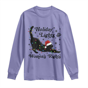 Sexy Cat Holiday Lights Womens Rights Supporter Long Sleeve Shirt Christmas Feminist Gift TS12 Violet Print Your Wear