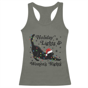 Sexy Cat Holiday Lights Womens Rights Supporter Racerback Tank Top Christmas Feminist Gift TS12 Military Green Print Your Wear
