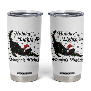 Sexy Cat Holiday Lights Womens Rights Supporter Tumbler Cup Christmas Feminist Gift TS12 White Print Your Wear