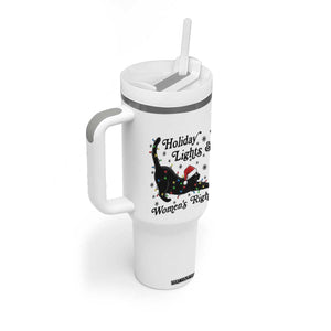 Sexy Cat Holiday Lights Womens Rights Supporter Tumbler With Handle Christmas Feminist Gift TS12 Print Your Wear
