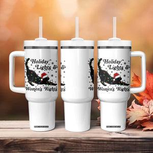 Sexy Cat Holiday Lights Womens Rights Supporter Tumbler With Handle Christmas Feminist Gift TS12 Print Your Wear