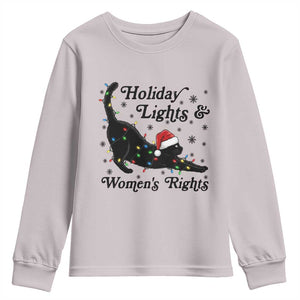 Sexy Cat Holiday Lights Womens Rights Supporter Youth Sweatshirt Christmas Feminist Gift TS12 Ice Gray Print Your Wear