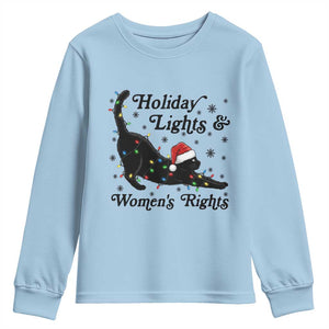 Sexy Cat Holiday Lights Womens Rights Supporter Youth Sweatshirt Christmas Feminist Gift TS12 Light Blue Print Your Wear
