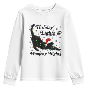 Sexy Cat Holiday Lights Womens Rights Supporter Youth Sweatshirt Christmas Feminist Gift TS12 White Print Your Wear