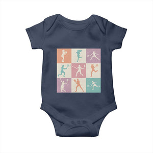 Tennis Lover Colorful Pastel Grid Sports Fan Gift Baby Onesie TS12 Navy Print Your Wear