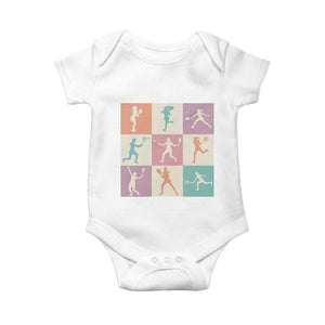Tennis Lover Colorful Pastel Grid Sports Fan Gift Baby Onesie TS12 White Print Your Wear