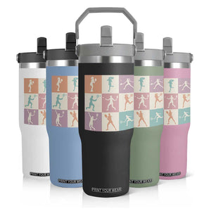 Tennis Lover Colorful Pastel Grid Sports Fan Gift Flip Straw Tumbler TS12 Print Your Wear