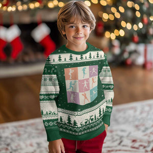 Tennis Lover Colorful Pastel Grid Sports Fan Gift Ugly Christmas Sweater TS12 Forest Green Beige Print Your Wear