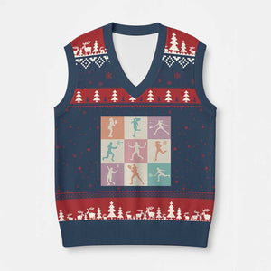 Tennis Lover Colorful Pastel Grid Sports Fan Gift V-Neck Knit Sweater Vest TS12 Navy Red Print Your Wear