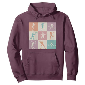 Tennis Lover Colorful Pastel Grid Sports Fan Gift Hoodie TS12 Maroon Print Your Wear