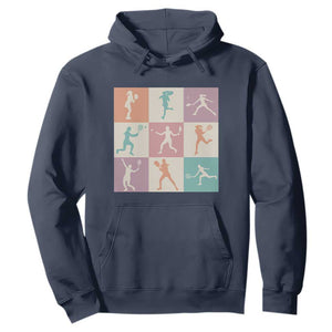 Tennis Lover Colorful Pastel Grid Sports Fan Gift Hoodie TS12 Navy Print Your Wear