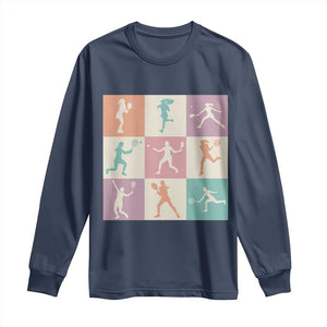 Tennis Lover Colorful Pastel Grid Sports Fan Gift Long Sleeve Shirt TS12 Navy Print Your Wear