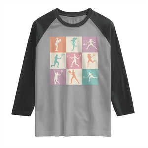 Tennis Lover Colorful Pastel Grid Sports Fan Gift Raglan Shirt TS12 Sport Gray Black Print Your Wear