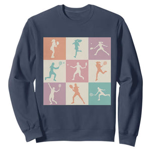 Tennis Lover Colorful Pastel Grid Sports Fan Gift Sweatshirt TS12 Navy Print Your Wear