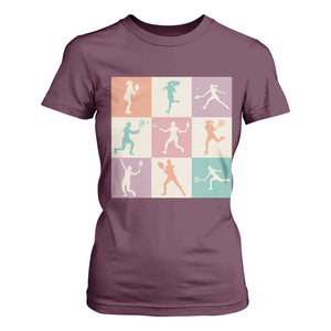 Tennis Lover Colorful Pastel Grid Sports Fan Gift T Shirt For Women TS12 Maroon Print Your Wear