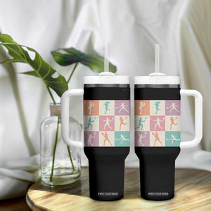 Tennis Lover Colorful Pastel Grid Sports Fan Gift Tumbler With Handle TS12 Print Your Wear