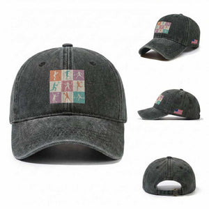 Tennis Lover Colorful Pastel Grid Sports Fan Gift Washed Cotton Baseball Cap TS12 Washed Cap Universal Fit Dark Green Print Your Wear