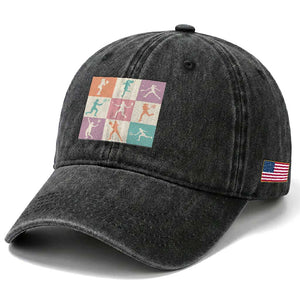 Tennis Lover Colorful Pastel Grid Sports Fan Gift Washed Cotton Baseball Cap TS12 Print Your Wear