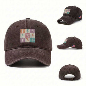 Tennis Lover Colorful Pastel Grid Sports Fan Gift Washed Cotton Baseball Cap TS12 Washed Cap Universal Fit Dark Brown Print Your Wear