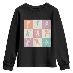 Tennis Lover Colorful Pastel Grid Sports Fan Gift Youth Sweatshirt TS12 Black Print Your Wear