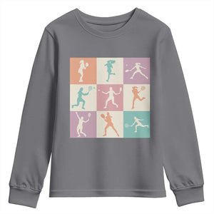 Tennis Lover Colorful Pastel Grid Sports Fan Gift Youth Sweatshirt TS12 Charcoal Print Your Wear