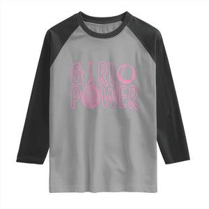 Girl Power Tennis Gift Raglan Shirt Feminist Sports Gift TS12 Sport Gray Black Print Your Wear