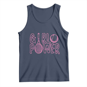 Girl Power Tennis Gift Tank Top Feminist Sports Gift TS12 Navy Print Your Wear