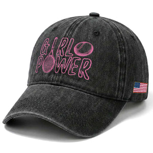 Girl Power Tennis Gift Washed Cotton Baseball Cap Feminist Sports Gift TS12 Print Your Wear
