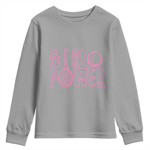 Girl Power Tennis Gift Youth Sweatshirt Feminist Sports Gift TS12 Sport Gray Print Your Wear
