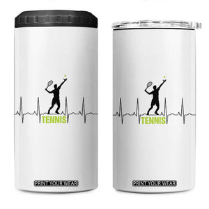 Tennis Lover Heartbeat 4 in 1 Can Cooler Tumbler Sports Player Gift TS12 One Size: 16 oz White Print Your Wear
