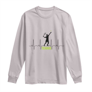Tennis Lover Heartbeat Long Sleeve Shirt Sports Player Gift TS12 Ice Gray Print Your Wear