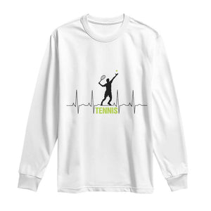 Tennis Lover Heartbeat Long Sleeve Shirt Sports Player Gift TS12 White Print Your Wear