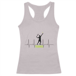 Tennis Lover Heartbeat Racerback Tank Top Sports Player Gift TS12 Ice Gray Print Your Wear