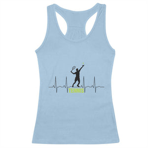 Tennis Lover Heartbeat Racerback Tank Top Sports Player Gift TS12 Light Blue Print Your Wear