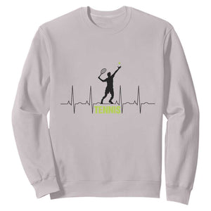 Tennis Lover Heartbeat Sweatshirt Sports Player Gift TS12 Ice Gray Print Your Wear