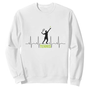 Tennis Lover Heartbeat Sweatshirt Sports Player Gift TS12 White Print Your Wear