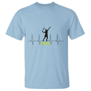 Tennis Lover Heartbeat T Shirt Sports Player Gift TS12 Light Blue Print Your Wear