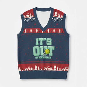 Funny Tennis Player Gift V-Neck Knit Sweater Vest It Is Out Of Your Reach TS12 Navy Red Print Your Wear
