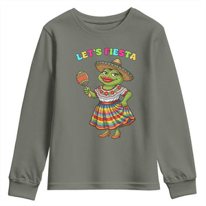 Funny Cinco De Mayo Sexy Frog Youth Sweatshirt Lets Fiesta TS12 Military Green Print Your Wear