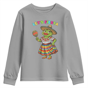 Funny Cinco De Mayo Sexy Frog Youth Sweatshirt Lets Fiesta TS12 Sport Gray Print Your Wear