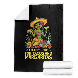 Funny Cinco De Mayo Frog Throw Blanket Just Here For Tacos And Margaritas TS12 Black Print Your Wear