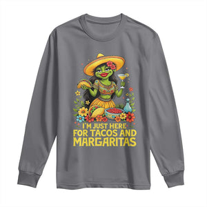 Funny Cinco De Mayo Frog Long Sleeve Shirt Just Here For Tacos And Margaritas TS12 Charcoal Print Your Wear