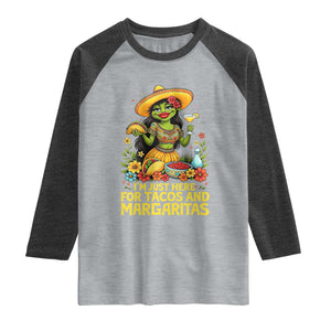 Funny Cinco De Mayo Frog Raglan Shirt Just Here For Tacos And Margaritas TS12 Heather Gray Heather Charcoal Print Your Wear