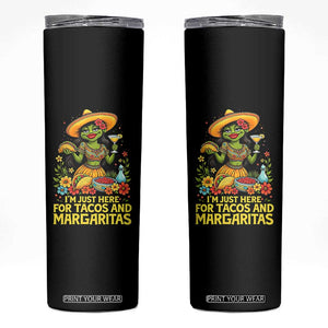 Funny Cinco De Mayo Frog Skinny Tumbler Just Here For Tacos And Margaritas TS12 Black Print Your Wear