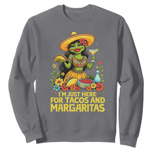 Funny Cinco De Mayo Frog Sweatshirt Just Here For Tacos And Margaritas TS12 Charcoal Print Your Wear