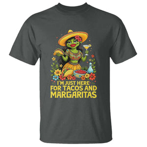 Funny Cinco De Mayo Frog T Shirt Just Here For Tacos And Margaritas TS12 Dark Heather Print Your Wear