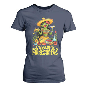 Funny Cinco De Mayo Frog T Shirt For Women Just Here For Tacos And Margaritas TS12 Navy Print Your Wear
