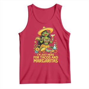 Funny Cinco De Mayo Frog Tank Top Just Here For Tacos And Margaritas TS12 Red Print Your Wear