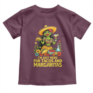 Funny Cinco De Mayo Frog Toddler T Shirt Just Here For Tacos And Margaritas TS12 Maroon Print Your Wear