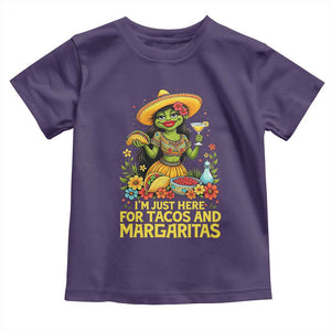 Funny Cinco De Mayo Frog Toddler T Shirt Just Here For Tacos And Margaritas TS12 Purple Print Your Wear